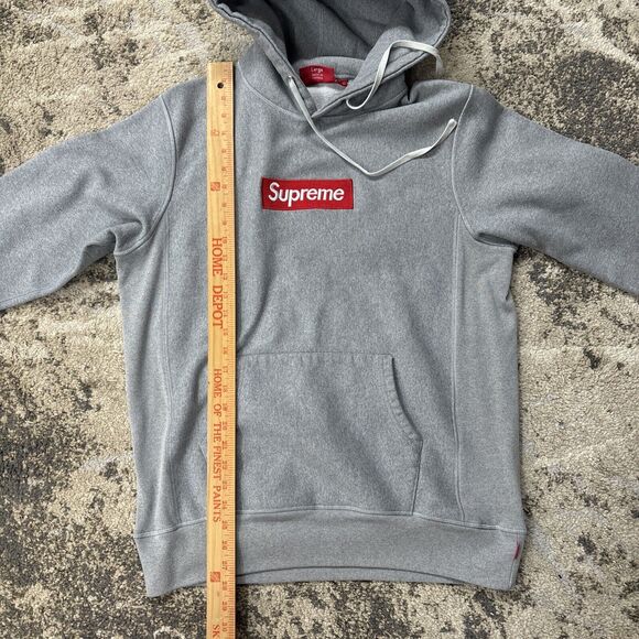 Supreme Box Logo Hoodie Gray Men's Large Heather Gray Long Sleeve Pullover - Picture 8 of 10